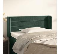 SKTQYQO Cabecero de oreja de terciopelo verde oscuro, 83 x 16 x 78/88 cm, con altura ajustable y patas de madera estables para soporte de espalda, diseño clásico y elegante, tela suave