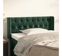 SKTQYQO Cabecero de oreja de terciopelo verde oscuro, 93 x 16 x 78/88 cm, con altura ajustable y patas de madera estables para soporte de espalda y diseño elegante para dormitorio