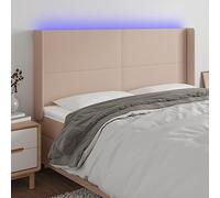 SKTQYQO Cabecero LED de piel sintética de capuchino, 163 x 16 x 118/128 cm, con luces de colores ajustables y tira LED recortable para dormitorio moderno, 1 cabecero con 2 tiras