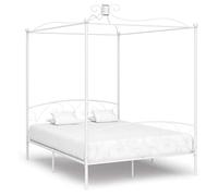 SKTQYQO Cama con dosel blanco de metal, estructura de cama para dormitorios, estructura de cama para hoteles, hoteles, estudios, 160 x 200 cm