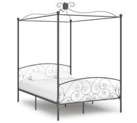 SKTQYQO Cama con dosel gris de metal, estructura de cama para dormitorios, estructura de cama multiusos, apta para hoteles y estudios, 140 x 200 cm