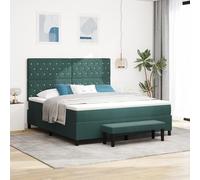 SKTQYQO Cama con somier con colchón y banco, color verde oscuro, estructura de cama multiusos, estructura de cama para dormitorios, apto para hoteles y estudios, 180 x 200 cm, terciopelo