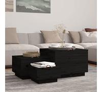 SKTQYQO Contenedores de almacenamiento de madera maciza de pino con tapa, 3 piezas, color negro, juego de organización para el hogar y utensilios de salón