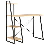 SKTQYQO Escritorio con estantes negros y roble 102 x 50 x 117 cm, sistema de estanterías moderno con librería para oficina y casa, estructura de acero barnizado robusta, superficie ancha