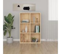 SKTQYQO Estantería aparador de roble Sonoma de madera contrachapada 66 x 30 x 98 cm con 6 compartimentos, mueble versátil para libros y objetos, estantería robusta para salón y oficina, diseño