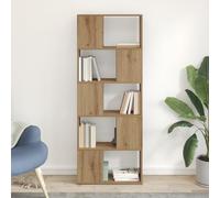 SKTQYQO Estantería de cinco estantes de roble mate para salón, librería moderna con amplio espacio de almacenamiento, diseño rectangular marrón para interiores, 60 x 24 x 155 cm