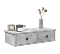 SKTQYQO Estantería de pared con cajones gris cemento, 60 x 28 x 15 cm, de aglomerado resistente - Mueble suspendido para salón y dormitorio - Solución de almacenamiento compacta