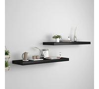 SKTQYQO Estantes de pared de 2 unidades, negros, de MDF con sistema de montaje invisible para objetos de colección y libros, estantes de exposición modernos para decoración del hogar, 80 x 23,5 x 3,8