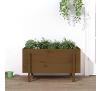 SKTQYQO Jardinera elevada de jardín de madera maciza de pino ámbar, 101 x 50 x 57 cm, para plantas y huertos, profunda y ancha, para hierbas aromáticas, flores y decoración de balcón, patio, ideal