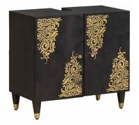 SKTQYQO Juego de armarios de baño 2 pcs negro madera de mango macizo
