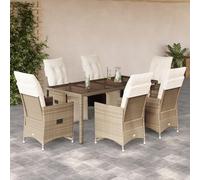 SKTQYQO Juego de bistró de jardín de 7 piezas con cojines beige de ratán sintético para exteriores Juego de muebles de exterior multifuncionales Adecuado para balcones