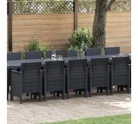 SKTQYQO Juego de comedor de jardín de 17 piezas con cojines de ratán marrón, mesa de jardín de 250 x 100 x 73 cm y 150 x 100 x 73 cm de ratán sintético, 4 sillas con cojines marrones, juego completo