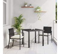 SKTQYQO Juego de comedor de jardín de 5 piezas de polirratán negro con sillas y mesa, muebles de exterior modernos para patio y balcón, juego completo para 4 personas con estructura de acero