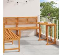 SKTQYQO Juego de comedor de jardín de madera de acacia de 4 piezas con mesa rectangular y sillas plegables para 7 personas, diseño práctico para balcón, picnic y entretenimiento, acabado