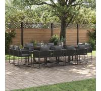 SKTQYQO Juego de comedor de jardín en juego para exteriores Muebles de jardín Adecuado para jardines 16 piezas con cojines de acero y ratán poli