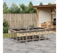 SKTQYQO Juego de comedor de jardín Juego de muebles de exterior multifuncionales Juego de patio apto para jardines 11 piezas con cojines beige mixto polirratán