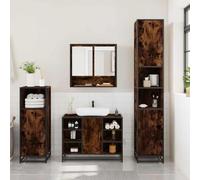 SKTQYQO Juego de muebles de baño de 3 piezas, roble ahumado y madera multicapa