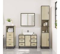 SKTQYQO Juego de muebles de baño de 3 piezas, roble Sonoma, madera multicapa