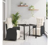 SKTQYQO Juego de muebles de jardín de 5 piezas gris ratán polimérico con cojines, sillas reclinables ajustables para exterior, juego de 3 asientos con estructura de acero y marco sólido