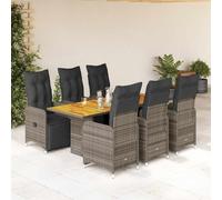 SKTQYQO Juego de muebles de jardín de 7 piezas con cojines de ratán sintético gris, juego de muebles de exterior multifuncionales Adecuado para balcones