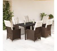 SKTQYQO Juego de muebles de jardín de 7 piezas con cojines de ratán sintético marrón, juego de patio Muebles de terraza Adecuado para jardines