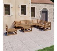 SKTQYQO Juego de salón de jardín 8 piezas marrón ámbar madera maciza pino juego de jardín para relajación al aire libre muebles de jardín apto para jardines