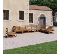 SKTQYQO Juego de salón de jardín 8 piezas marrón ámbar madera maciza pino Juego de muebles de exterior multifuncionales Juego para exteriores Adecuado para patios y terrazas