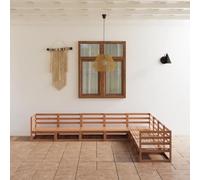 SKTQYQO Juego de salón de jardín 8 piezas marrón ámbar madera maciza pino muebles de jardín juego para exteriores apto para patios y terrazas