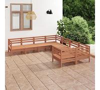 SKTQYQO Juego de salón de jardín de 8 piezas de madera maciza de pino ámbar Juego de muebles de exterior multifuncionales Juego de patio Adecuado para balcones