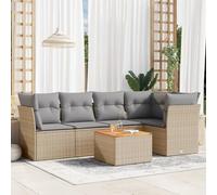 SKTQYQO Juego de sofá de jardín de 6 piezas con cojines beige mixto de polirratán Juego de muebles de exterior multifuncionales Juego de patio Adecuado para patios y terrazas