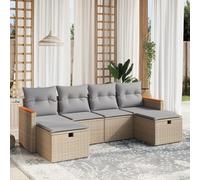 SKTQYQO Juego de sofá de jardín de 6 piezas con cojines beige mixto de polirratán, juego de patio, muebles de jardín apto para balcones