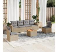 SKTQYQO Juego de sofá de jardín de 7 piezas con cojines beige mixto de polirratán Conjunto de muebles de exterior multifuncionales Juego de jardín para relajarse al aire libre Adecuado para jardines