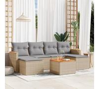 SKTQYQO Juego de sofá de jardín de 7 piezas con cojines beige mixto de polirratán, juego de jardín para relajarse al aire libre, juego para exteriores y jardines