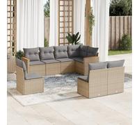 SKTQYQO Juego de sofá de jardín de 8 piezas con cojines beige mixto de polirratán, juego de jardín para relajarse al aire libre, juego de balcón al aire libre