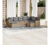 SKTQYQO Juego de sofá de jardín de 9 piezas con cojines beige mixto de ratán sintético Conjunto de muebles de exterior multifuncionales Juego de jardín para relajarse al aire libre Adecuado para