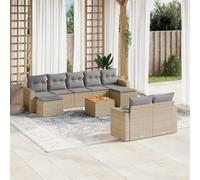SKTQYQO Juego de sofá de jardín Juego de muebles de exterior multifuncionales Juego para exteriores Adecuado para jardines 10 piezas con cojines beige mixto polirratán
