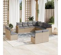 SKTQYQO Juego de sofá de jardín Juego de muebles de exterior multifuncionales Muebles de terraza Adecuado para patios y terrazas 11 piezas con cojines beige mixto polirratán