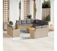 SKTQYQO Juego de sofá de jardín, muebles de terraza, juego para exteriores, apto para jardines, 12 piezas, con cojines beige mixto de polirratán