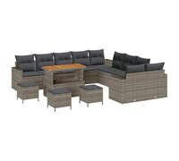 SKTQYQO Juego de sofá modular de jardín de 18 piezas gris poliratán