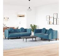 SKTQYQO Juego de sofás de 2 piezas con cojines azules de terciopelo moderno para salón, 4 cojines redondos, diseño atractivo y asiento cómodo, ideal para decoración del hogar y relajación