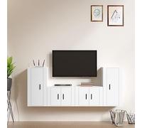 SKTQYQO Juego de TV clásico de madera multicapa blanca con diseño de pared y amplio espacio de almacenamiento para salón moderno, mueble de TV suspendido para organización DVD