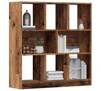 SKTQYQO Librería de madera envejecida 97,5 x 29,5 x 100 cm madera multicapa con 8 compartimentos espaciosos para libros y objetos decorativos, material resistente a la humedad y diseño clásico