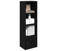 SKTQYQO Librería de madera multicapa roble negro 31 x 24 x 102 cm con puerta ajustable y amplia capacidad de almacenamiento para libros y objetos de colección, material estable y resistente