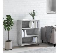 SKTQYQO Librería gris cemento de madera multicapa 69,5 x 32,5 x 90 cm con 3 compartimentos abiertos y patas de metal para decoración moderna y organización del hogar - Estantería portaobjetos
