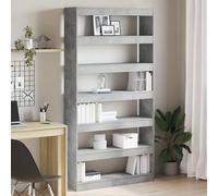 SKTQYQO Librería gris de madera ingeniada 100 x 30 x 198 cm con estantes ajustables para salón y oficina - Diseño moderno mate y amplia capacidad de almacenamiento