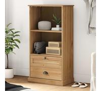 SKTQYQO Librería Vigo de madera maciza de pino, 60 x 35 x 114,5 cm, con 2 compartimentos y 2 cajones, amplio espacio para libros y documentos, fácil mantenimiento, diseño rústico para interiores,