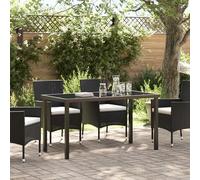 SKTQYQO Mesa de jardín negra 140 x 80 x 73 cm con cristal templado, mesa de comedor rectangular para patio y balcón, diseño moderno y resistente a la intemperie, superficie espaciosa
