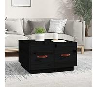 SKTQYQO Mesa de salón de madera maciza de pino con 2 cajones, color negro, diseño funcional y amplio espacio de almacenamiento, robusta superficie de apoyo para bebidas