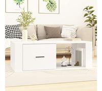 SKTQYQO Mesa de salón funcional de madera multicapa blanca con cajón y compartimento abierto, amplio espacio de almacenamiento, tablero robusto para bebidas y objetos