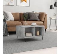 SKTQYQO Mesa de salón moderna de madera multicapa gris cemento con patas de metal, 4 compartimentos de almacenamiento, diseño elegante para salón, 60 x 50 x 36,5 cm,